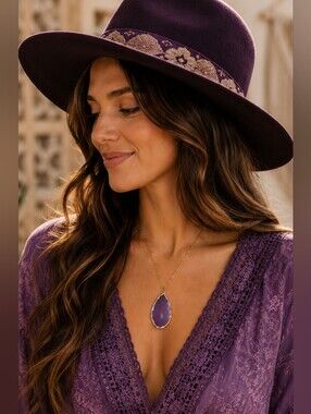 Amethyst and Gold Toned Pendant Necklace